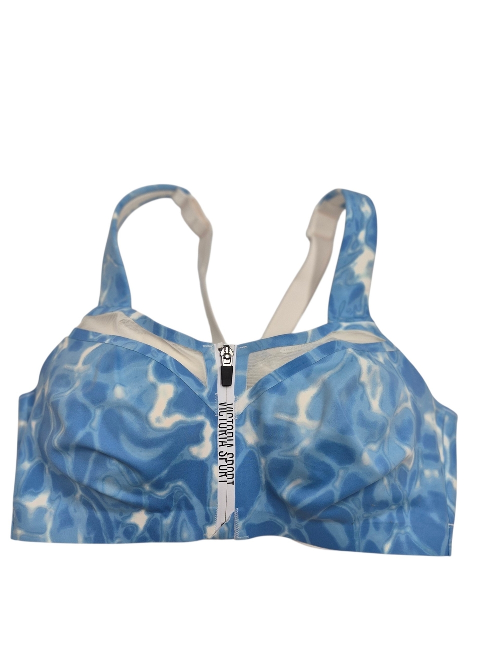 Victoria Sport Blue Water Print Zip Front Sports Bra 36DD
